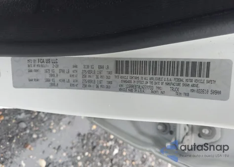 2020 Ram 1500 Big Horn 4X2 6'4 Box z USA, uszkodzony, nr VIN 1C6RREBT0LN277733